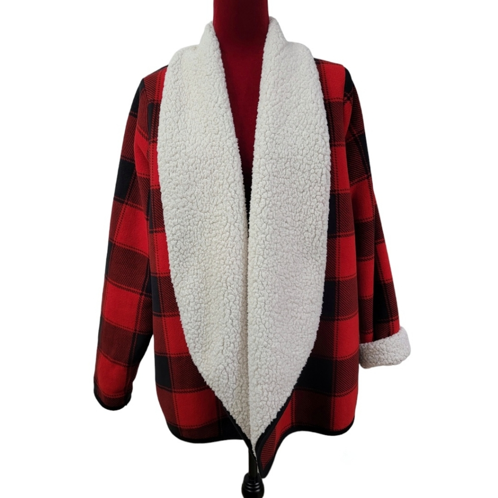 Sonoma Buffalo plaid open jacket with sherpa lining size XL - Picture 2 of 7